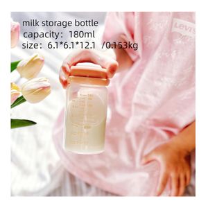 Pack two in a box NewBorn Breast Storage Feeding Supplies 180ml High borosilicate glass breast Milk storage Bottle