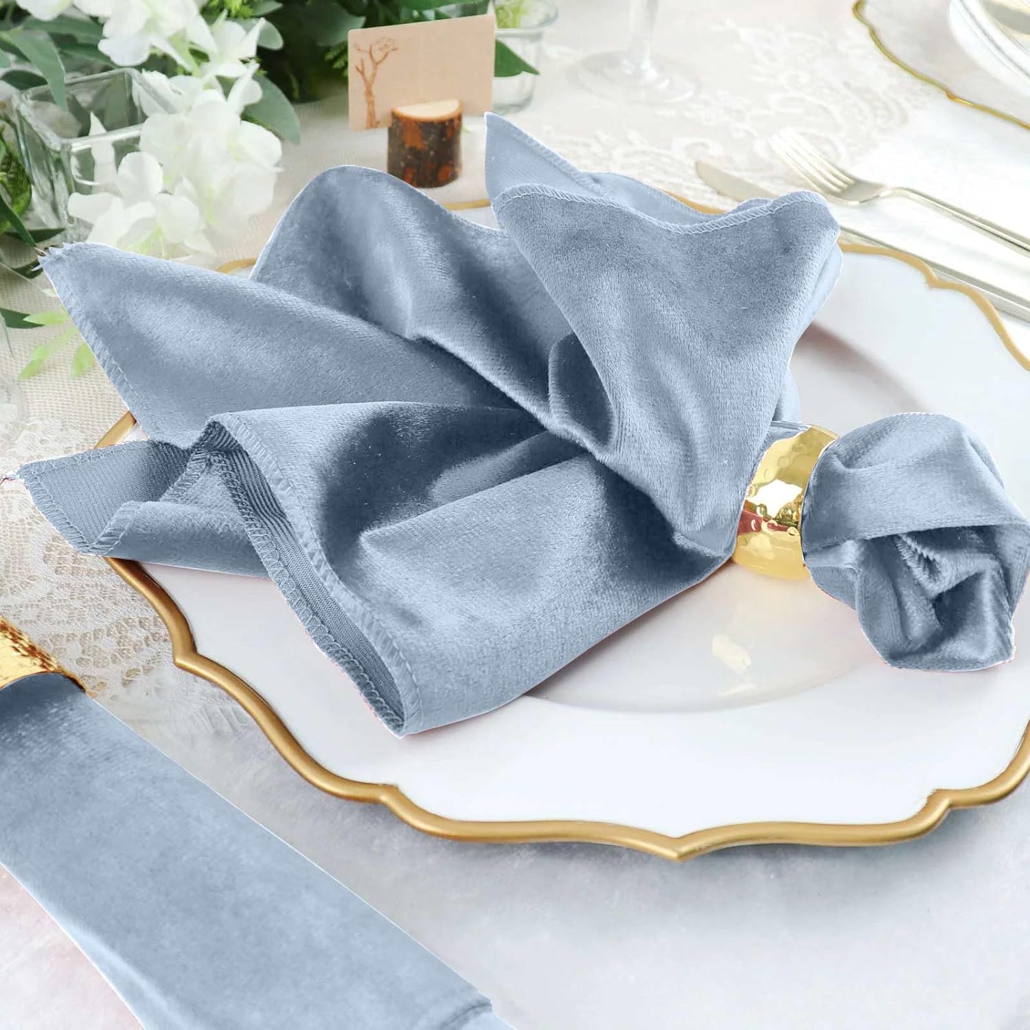 High Quality 20"x20" Dusty Blue Wholesale Table Velvet Cloth Napkins for Wedding Decoration Dining Burgundy Personalized Luxury