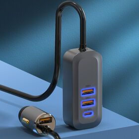 4 USB car charger 100w super strong charging capability, QC3.0 fast charging ports and PD charging