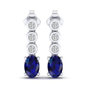 REYES 925 Sterling Silver Moissanite Fine Jewelry Statement New Design Blue Sapphire Gemstone Long Dangle Drop Earrings