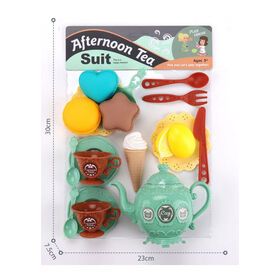 Kids Tea Cup Set Cake Toy Teapot Set Accessories Pretend Role Play Toy Food Party Game for Kids Birthday Gifts