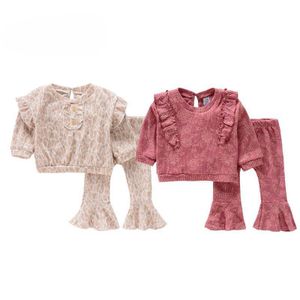 2024 spring and autumn cross-border sales baby girl baby suit long-sleeved sweater fashion flare trousers two-piece set