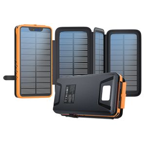 New 2024 Products OEM Logo 5V2A Large Capacity 20000mAh Outdoor Waterproof Portable Solar  Panel Charger Solar Power Banks
