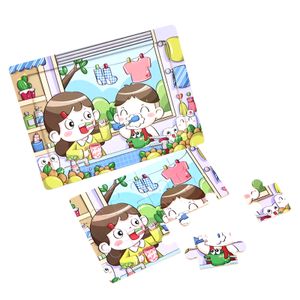 Newest Kids 12pcs Montessori Wooden Cute Cartoon Jigsaw Puzzle Animal Dinosaur Cognition Puzzle Board Toys For Toddler