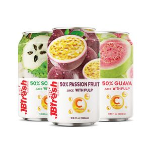 JBFresh Passion Soursop Guava Juice Can 330ML Wholesale Supplier Juice Drinks Vietnam HALAL Beverage Manufacturer