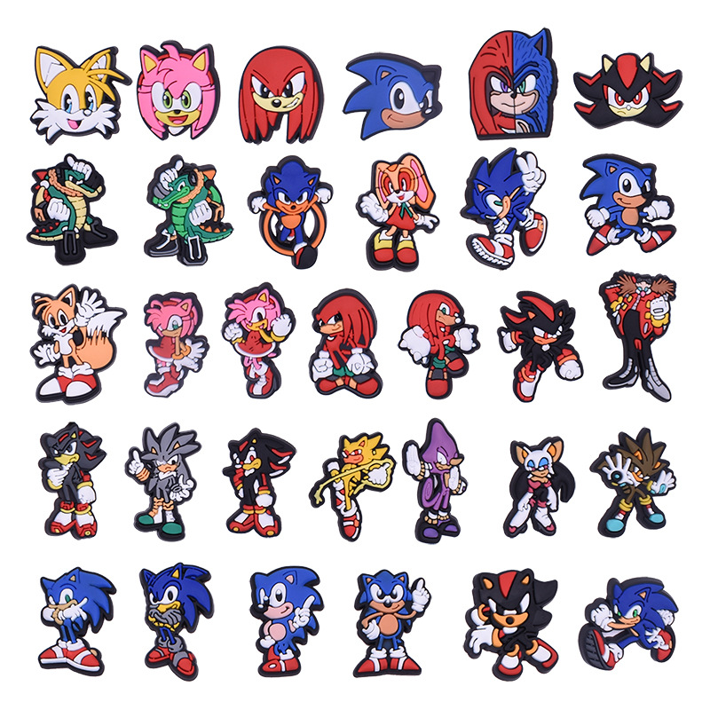 Shishi City Jiuying Hardware Firm(Individual Business) New Product Sonic Pvc Shoe Charms Cartoon Clog Charms Soft Decorative Button Shoe Charms