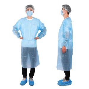 Factory quality 40gsm pppe isolation gown disposable fluid resistant gowns cpe gown for laboratory industrial food services