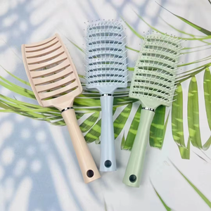 Big Batch Bent Nylon Hairbrush with Fluffy Shape Cushion and Vent Features for Head and Back Massage