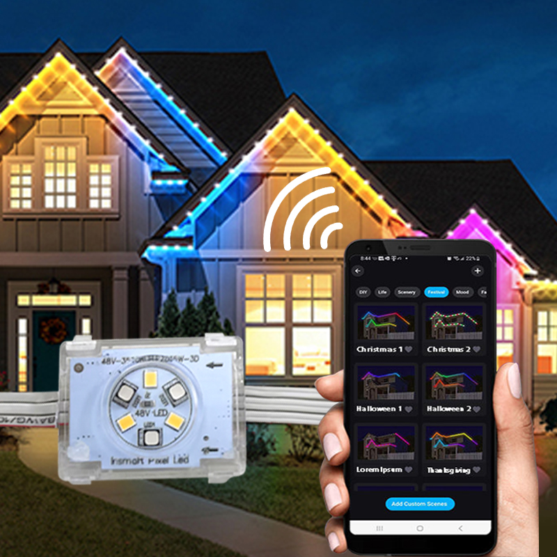 Shenzhen Illuminate World Technology Co., Ltd. Smart Wifi APP Party Christmas Decor Holiday Lights led Permanent Outdoor Lights rgbic Led Outdoor String Lights