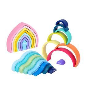 Creative Montessori Building Blocks Educational Toys Rainbow Stacker Wooden ToyPopular