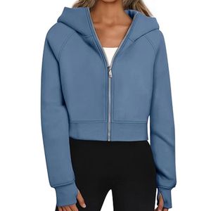 Custom Logo Women Full Zip Hooded Sweatshirts Winter Relaxed Fit 100% Cotton Cropped Zip Up Hoodie
