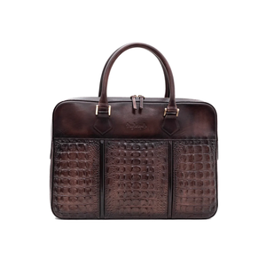 Custom Crocodile Cowhide Briefcase Business Briefcase for Office and Travel Use