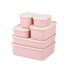 Kitchen Accessories Fridge Storage Box Bins Organizer Set with Lids Wheat Straw Microwave Plastic Air Tight Food Prep Containers