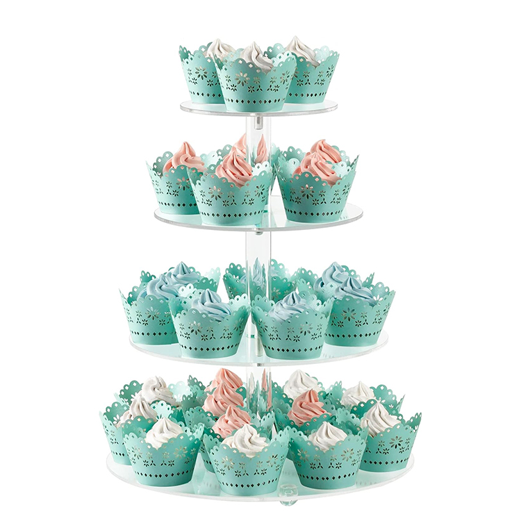 3/4/5 Tier Clear Cupcake Stand With Base Acrylic Cupcake Tower Holder Premium Cupcake Display Riser