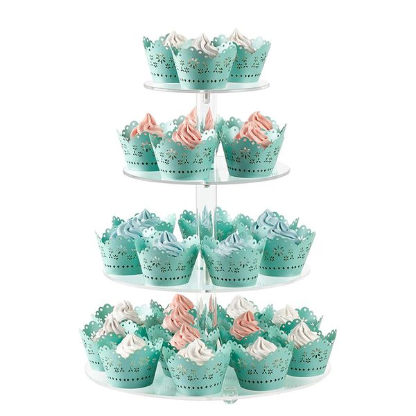 3/4/5 Tier Clear Cupcake Stand With Base Acrylic Cupcake Tower Holder Premium Cupcake Display Riser
