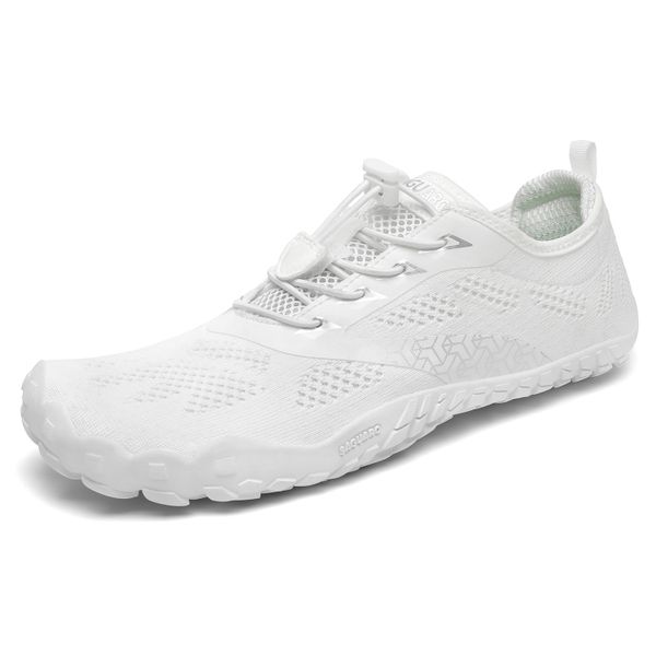 SAGUARO White Black Grey Outdoor Flexible Thin Rubber Outsole Wide Toe Box Zero Drop Minimalist Trail Running Barefoot Shoes