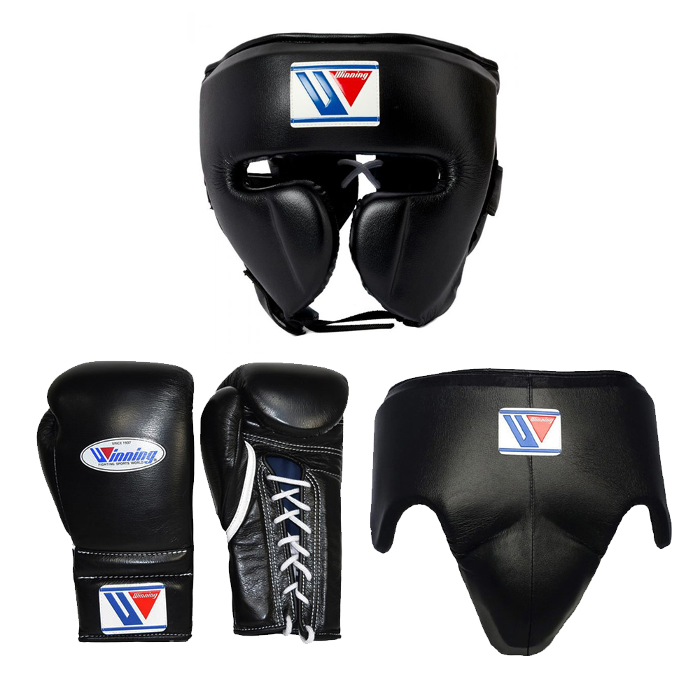 Black Winning Sparring Set New Design Made With Genuine Leather Custom OWN Logo Professional Boxing Sparring Sets