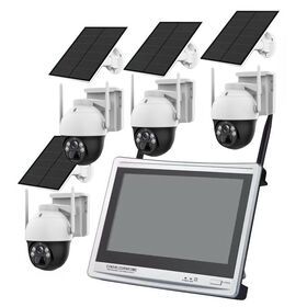 IP-pro 4ch 3.0Megapixel  NVR with 12 inch Monitor IP Wifi Dome CCTV Network Solar Battery Camera