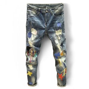 Hip Hop Ripped Stretchy Men's Pencil Plus Size Jeans Pants Trousers