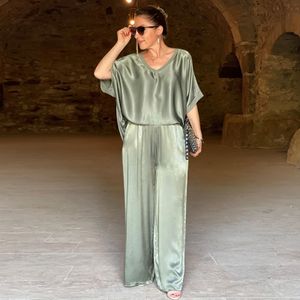 Spring fall new ladies clothing women elegant temperament loose casual t shirt top wide leg pants fashion two piece women's sets