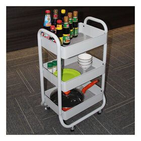 Multipurpose vegetable storage basket utility beauty salon trolley storage drawer cart with lockable 3 tier