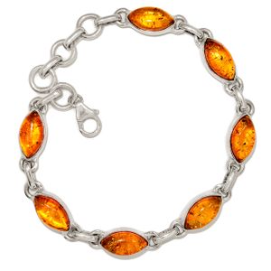 Gemstone Amber Bracelets for Friend Wife Engraved Heart Pendant Bangle Birthday Inspirational Friendship Jewelry