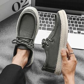 Men's Slip-On Casual Loafers Lightweight Comfortable Canvas Shoes Stretch Loafer Non Slip Breathable Boat Shoes for Men