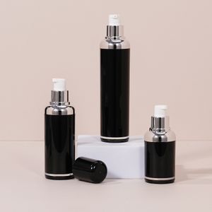 Skincare Packaging 15ml 30ml 50ml Plastic PP Bottle Black Color Dispenser Face Cream Airless Lotion Pump Bottle