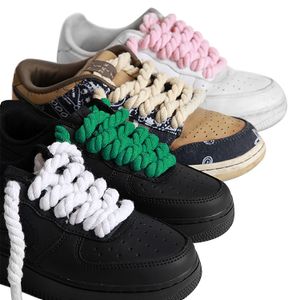Customized color 8mm round thick cotton rope twisted shoelaces for dunk shoes laces
