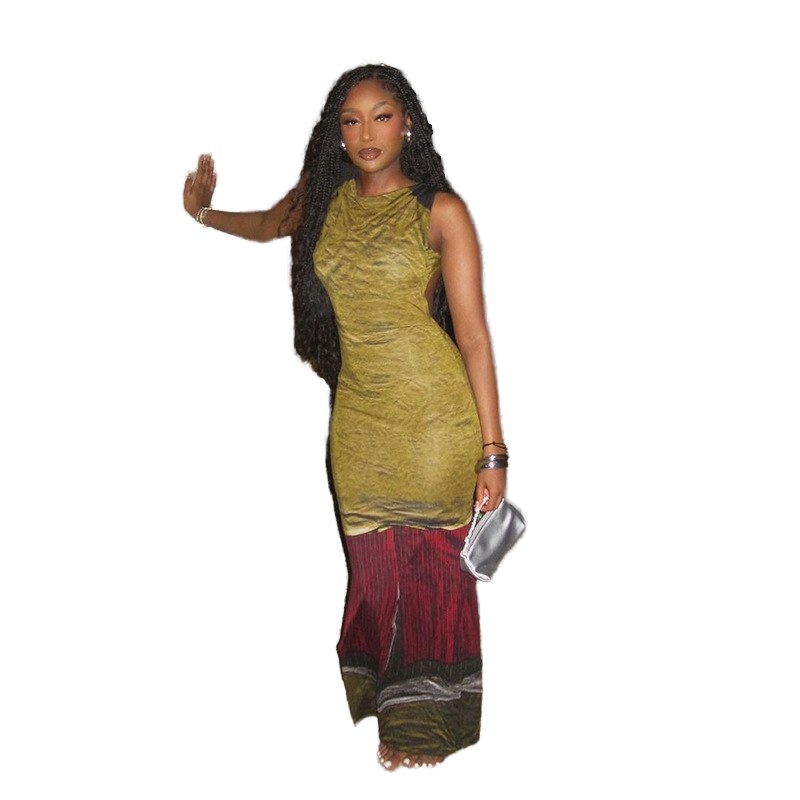 Guangxi Xiongxiong Technology Co., Ltd. Wholesale 2024 Elegant Fashion Maxi Dress Summer Boutique's Trendy Backless Evening Party Dress Digital Breathable Solid
