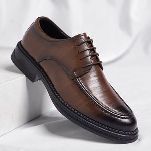 2024 British Style Luxury Business Casual Men's Shoes Autumn New Design Wedding Groom Suit Leather Platform Dress Shoes for Men