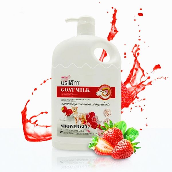 oem hot sale private label organic strawberry goat milk shower whitening rejuvenation whitening body wash