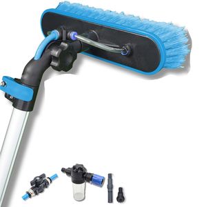 NEW DESIGN Telescopic Water Fed Pole Brush with Soap Dispenser 1.3m-4.6m  4-sections Solar Panel Cleaning Brush
