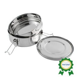 Stainless Steel Tiffin Lunch Box Food Storage Container Leak-proof Round 2 Tier Tiffin Lunch Box