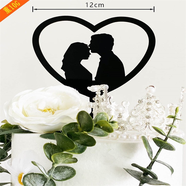 Jieyang Rongcheng District Yabeichu Hardware Factory Wholesale Valentine's Day Couple Shaped Acrylic Cake Topper for Wedding Anniversary Decorating Cake Toppers