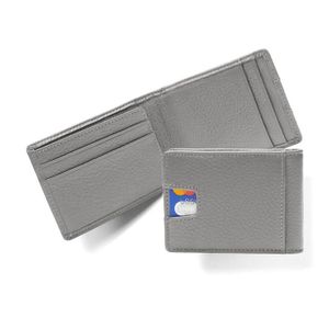 Men's Slim Gray Leather Card Case Casual Bifold Wallet with Thin Design for Use with Credit Cards
