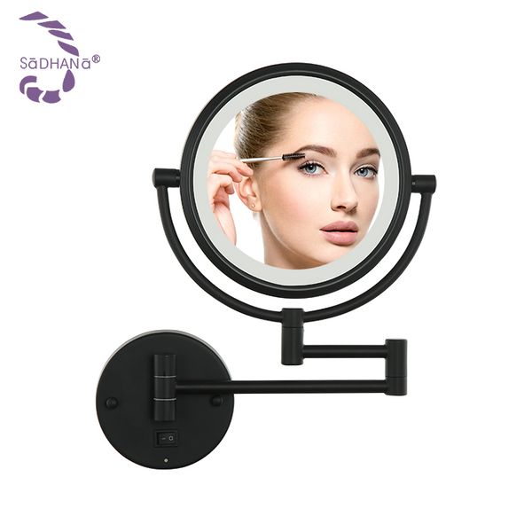 New Style Led Makeup Mirror Wall Mounted Washroom Magnifying Round Rotated Electric Beauty Mirror