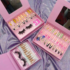 3d Mink Vegan Eyelash Tweezer Mink False Lashes Fake Press on Nails Eyeliner Glue Pen Cosmetic Kit Black Hand Made