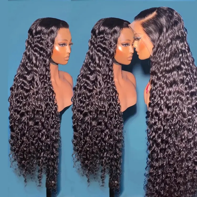 Xuchang Lifeiyang Trading Co., Ltd. 12A Hd Lace Wig Human Hair Transparent Lace Frontal Water Wave Wig 30 Inch 13*6 Lace Front Wig for Black Women