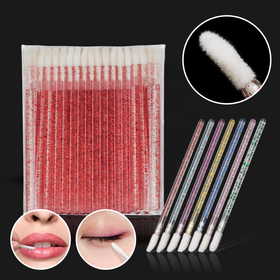 50pcs Disposable Lip Brush Eyelash Brushes Crystal Lashes Micro Brushes Eyelash Extension Applicator Cleaner Beauty Makeup Tools