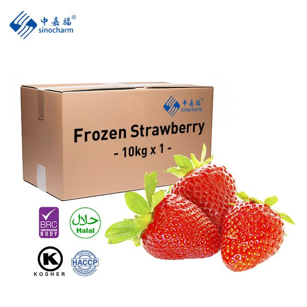 Sinocharm New Season 25-35mm Fresh Strawberry Factory Price OEM Brands IQF Whole Strawberry Bulk Frozen Strawberry for Jam