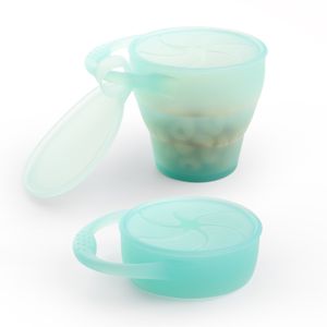 BPA-Free 2-in-1 Silicone Snack Cup Collapsible Baby Cup with Animal Print Eco-Friendly Food Storage Container