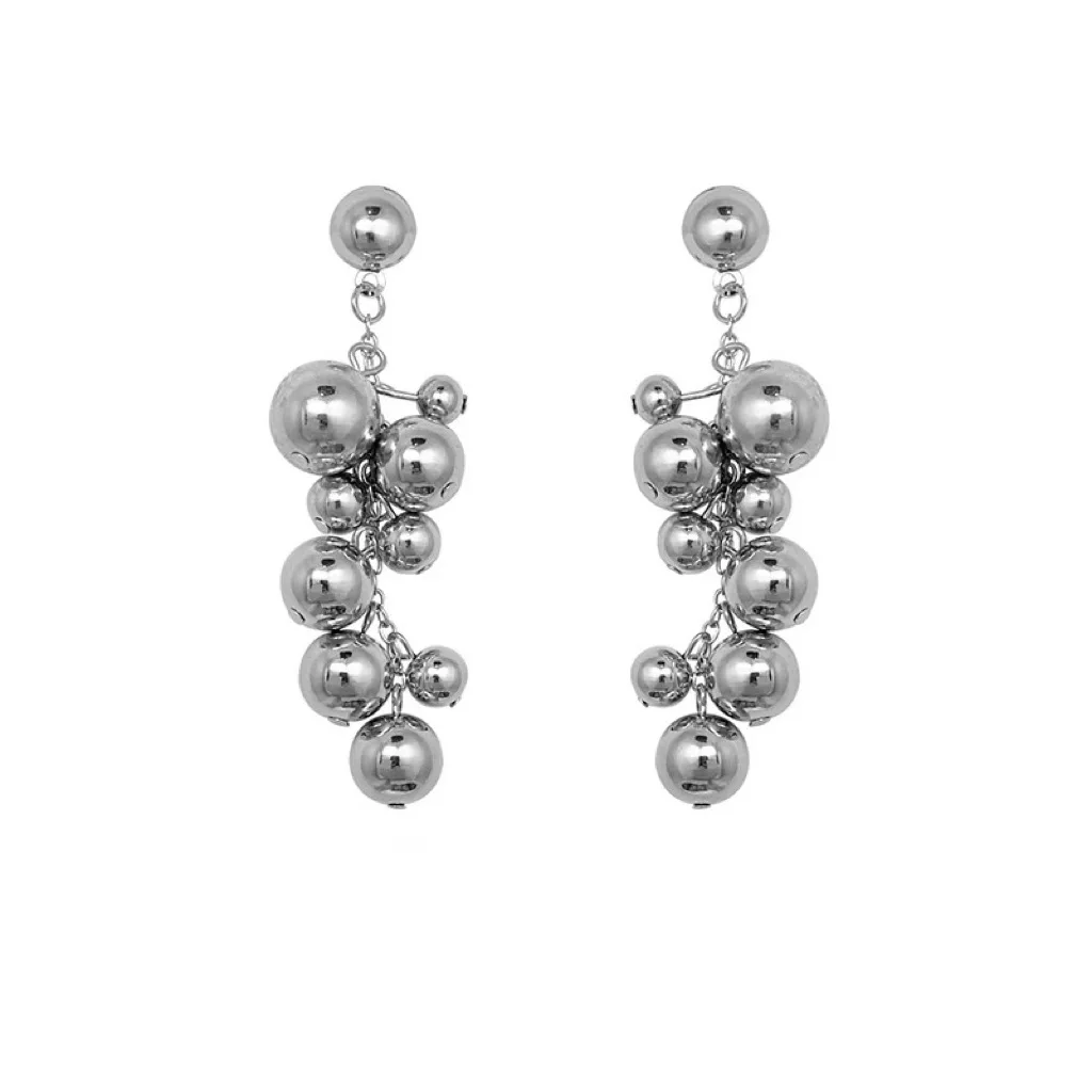 Wuhan Jolie Trading Co., Ltd. Unique round ball tassel earrings for women's fashion niche design, personalized earrings, light luxury, and versatile earrings