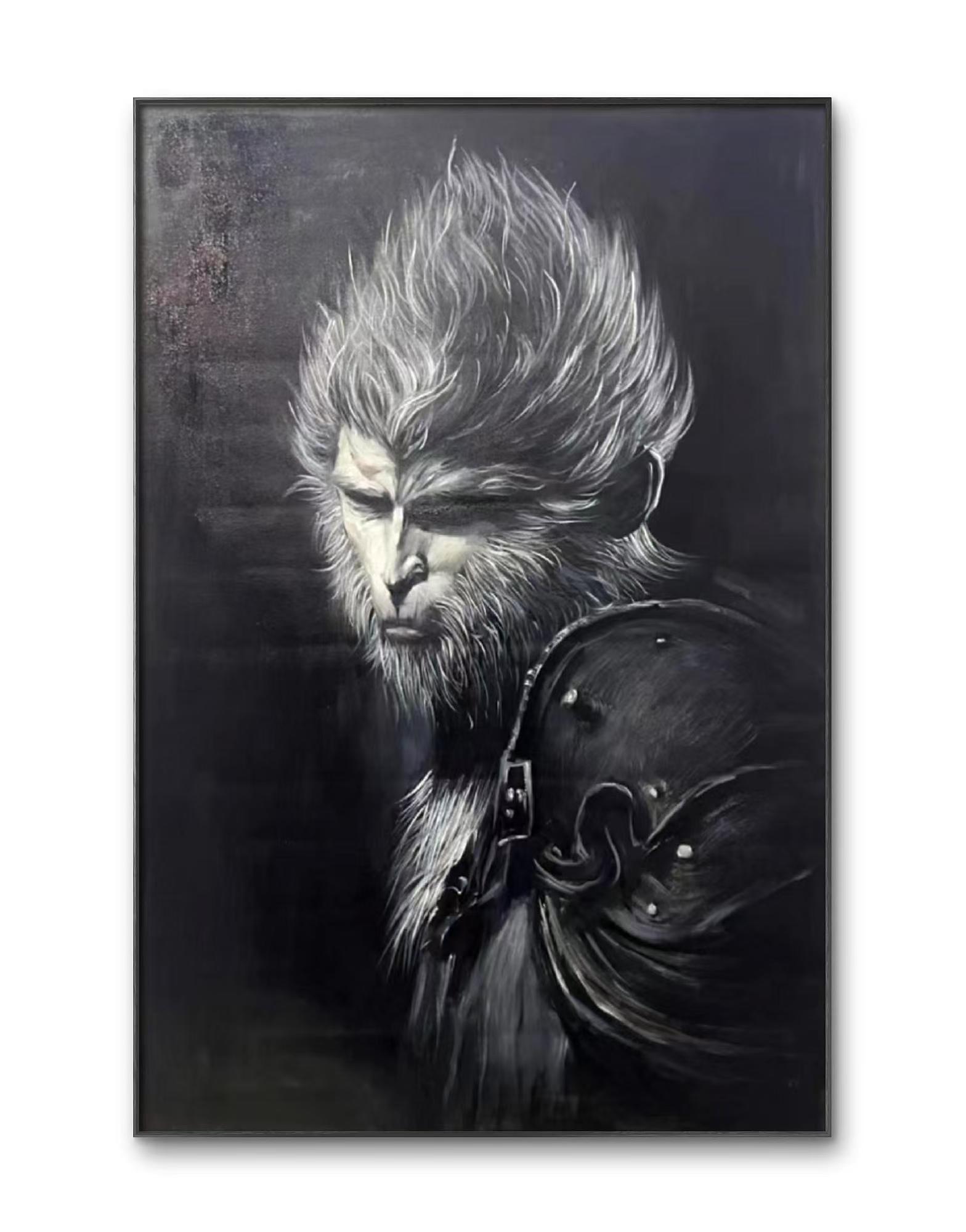 Shenzhen Number Two Crafts Co., Ltd. Handmade portrait mural decoration oil painting Black Myth WuKo for canvases