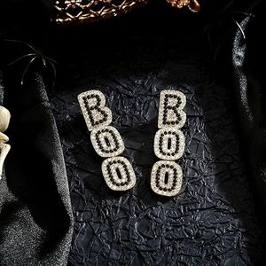 BOO style Halloween pendant earrings inlaid with rhinestones