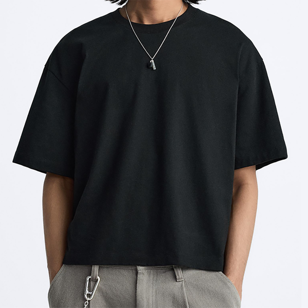 240GSM Heavyweight Tee Custom Logo T-shirt Cotton Cropped Tshirt Streetwear Dropped Shoulder Boxy Fit Men T Shirts