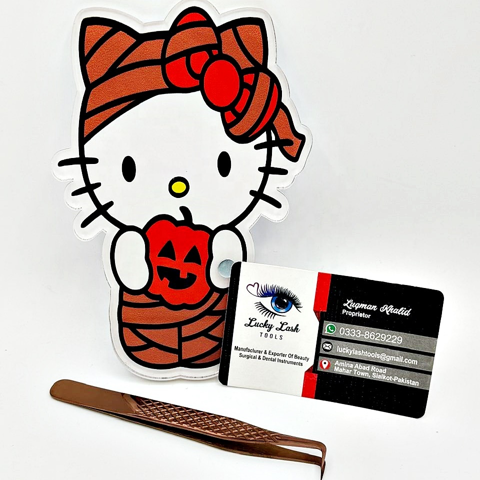 LUCKY LASH TOOLS Halloween Kitty Cat Acrylic Lash Tile Display Tray Cute Eyelash Extension Magnetic Suction Tweezers Holder Eyelashes Tools Tiles
