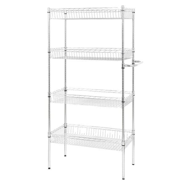 Heavy duty loading 4 tiers chrome metal wire basket shelving unit for storage
