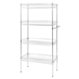 Heavy duty loading 4 tiers chrome metal wire basket shelving unit for storage