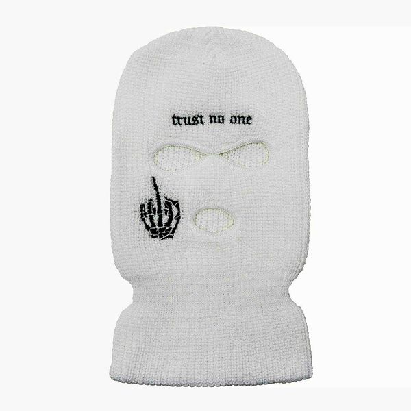 Fashion Girly Custom Logo Embroidery Free Shipping Knitted Skull Three Hole Balaclava White Ski Mask